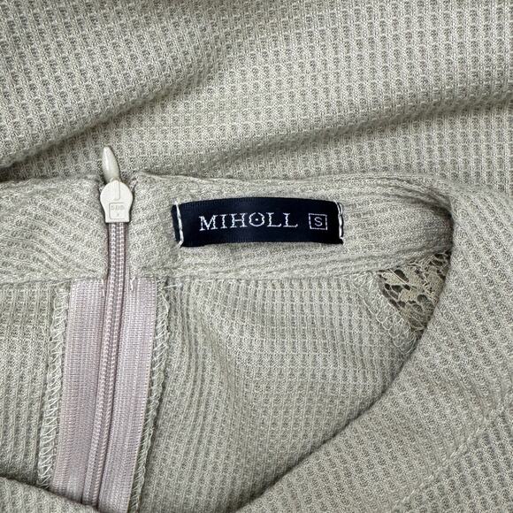 MIHOLL Top Womens Small Green Waffle Knit Lacy Feminine Boho Cottagecore - Picture 9 of 11